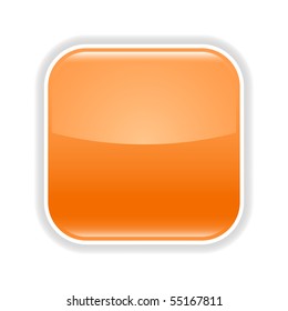 Orange glossy blank web 2.0 button with gray shadow on white background
