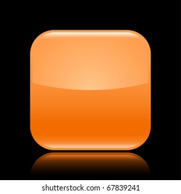 Orange glossy blank web 2.0 button with colored reflection on black background