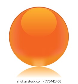 Orange glossy button isolated on a white background