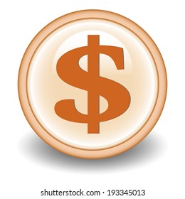 orange glossy circle web icon on orange background with shadow 