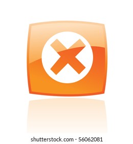 Orange glossy error isolated on white
