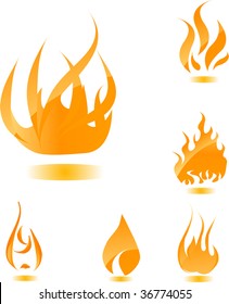 Orange glossy fire icons for your design