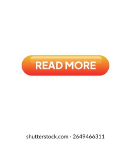 An orange, glossy "READ MORE" button with white text floats centrally, illuminated with a bright, inviting glow against a stark white background.
