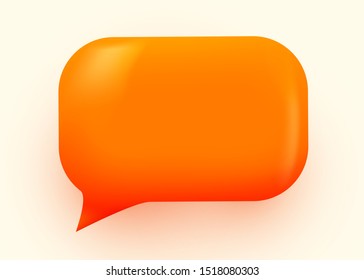 Orange glossy speech bubble illustration. Social network communication concept. Vector illustration