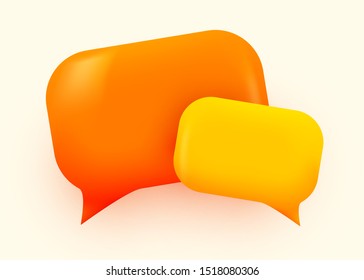 Orange glossy speech bubble illustration. Social network communication concept. Vector illustration