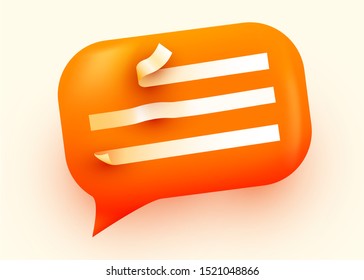 Orange glossy speech bubble illustration. Social network communication concept. Vector illustration