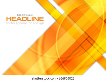 Orange glossy tech corporate abstract background. Vector geometric graphic design