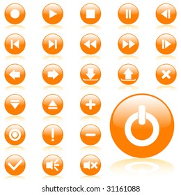Conjunto de iconos de medios vectoriales de color naranja