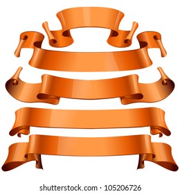 orange Glossy vector ribbons on a white background for your design project