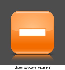 Orange glossy web button with do not sign. Rounded square shape icon with black shadow and colored reflection on dark gray background. This vector illustration created and saved in 8 eps
