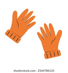 Orange gloves on white background, isolated illustration.