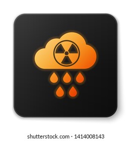Orange glowing Acid rain and radioactive cloud icon isolated on white background. Effects of toxic air pollution on the environment. Black square button. Vector Illustration Orange glowing Acid rain and radioactive cloud icon isolated on white background. Effects of toxic air pollution on the environment. Black square button. Vector Illustration