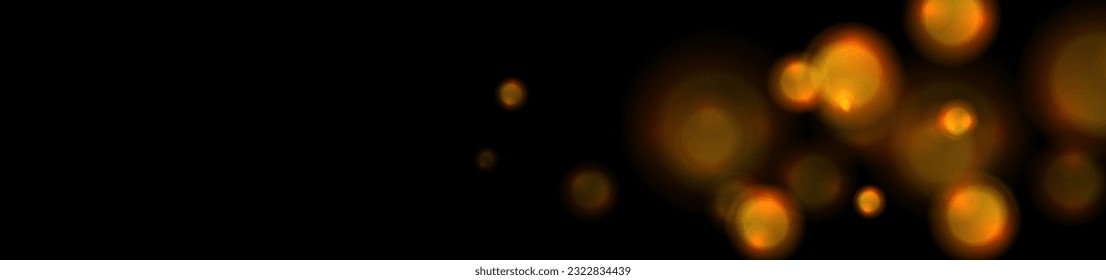Orange glowing bokeh lights abstract background. Vector neon banner design