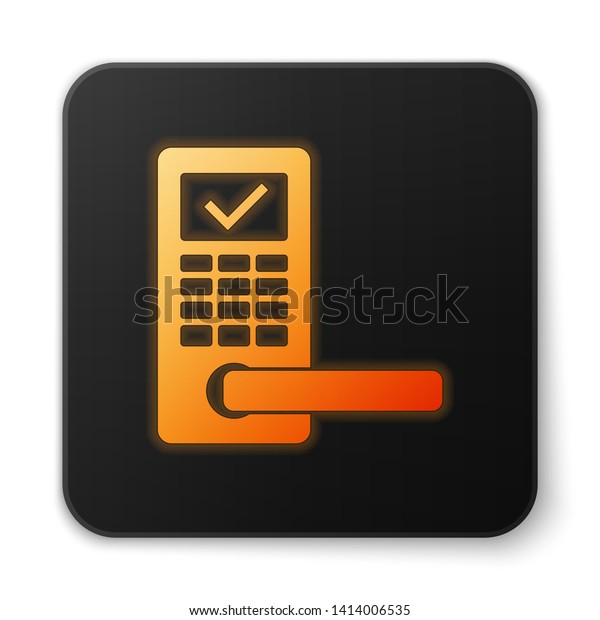 Orange Glowing Digital Door Lock Wireless Stock Vector Royalty