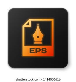Orange glowing EPS file document icon. Download eps button icon isolated on white background. EPS file symbol. Black square button. Vector Illustration