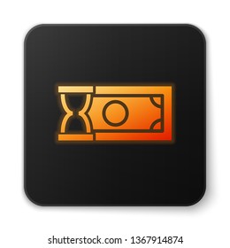Orange glowing Fast payments icon isolated on white background. Fast money transfer payment. Financial services, fast loan, time is money, cash back concept. Black square button. Vector Illustration