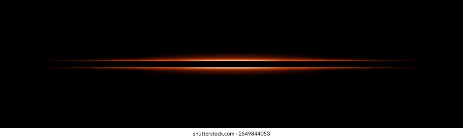 Orange glowing horizontal light beam. Sleek, sharp design with warm tones for sci-fi or futuristic effects. Ideal for abstract backgrounds, light transitions, or neon-inspired visuals