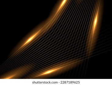 Orange glowing minimal lines abstract futuristic tech background. Vector digital art design