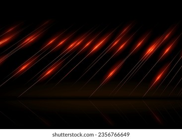 Orange glowing minimal lines abstract futuristic tech background. Vector digital art design