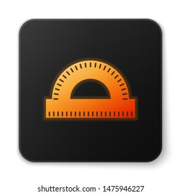 Orange glowing Protractor grid for measuring degrees icon isolated on white background. Tilt angle meter. Measuring tool. Geometric symbol. Black square button. Vector Illustration