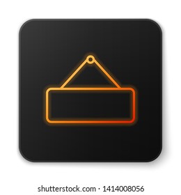 Orange glowing Signboard hanging icon isolated on white background. Suitable for advertisements bar, cafe, pub, restaurant. Black square button. Vector Illustration