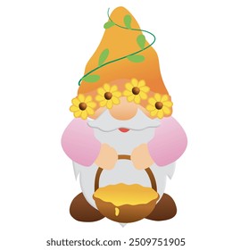 Orange Gnome Cartoon Vector Illustration