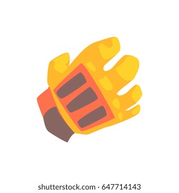 Orange goalkeeper glove cartoon vector Illustration