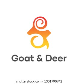 Orange Goat and Deer Logo for Hunting Club