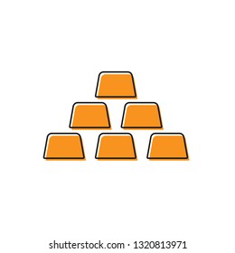 Orange Gold bars icon isolated on white background. Banking business concept. Vector Illustration