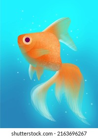 Orange Gold Fish In The Ocean Illustration Vector Eps 10