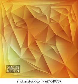 Orange gold geometric background with triangles. Blurred gradient mosaic pattern. Vector illustration.