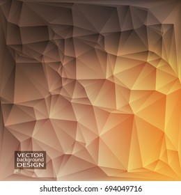 Orange gold geometric background with triangles. Blurred gradient mosaic pattern. Vector illustration.