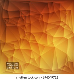 Orange gold geometric background with triangles. Blurred gradient mosaic pattern. Vector illustration.