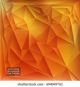 Orange gold geometric background with triangles. Blurred gradient mosaic pattern. Vector illustration.