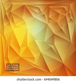 Orange gold geometric background with triangles. Blurred gradient mosaic pattern. Vector illustration.