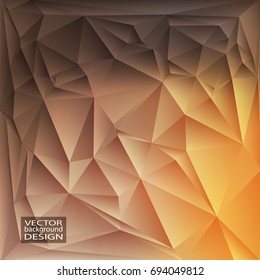 Orange gold geometric background with triangles. Blurred gradient mosaic pattern. Vector illustration.