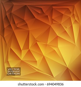Orange gold geometric background with triangles. Blurred gradient mosaic pattern. Vector illustration.