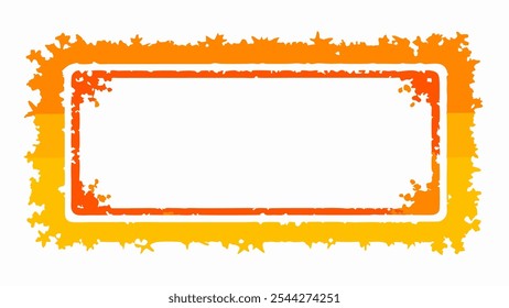 Orange and gold grunge frame, rectangle grunge on white background for your presentaion or design background 