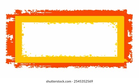 Orange and gold grunge frame, rectangle grunge on white background for your presentaion or design background 