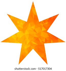 Orange gold star isolated on white background. Low poly origami style design. Polygonal design for business. Flat vector cartoon star illustration. Objects isolated on a white background.