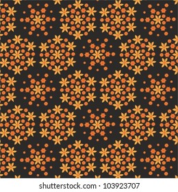 Orange - golden  floral pattern on dark background
