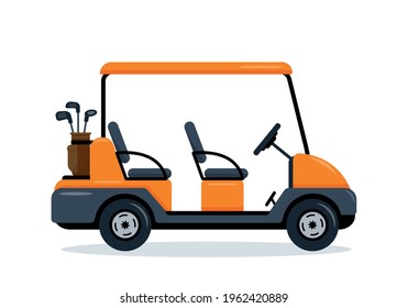 Orange Golf Cart with four seats.