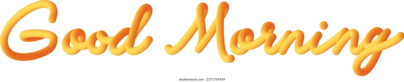 Tipografía de Buenos días Naranja, con gradaciones de colores 3D como globos. Y estilo de escritura a mano.