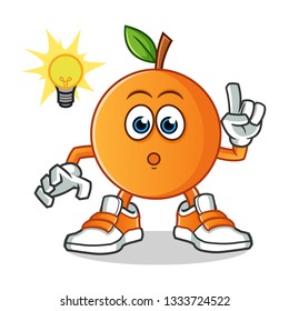 orange got an idea mascot vector cartoon illustration