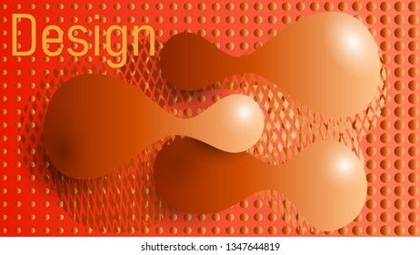 Orange grace style.Beautiful vector illustration of metamorphosed abstract shapes with spheres and geometric shapes in  orange tones.