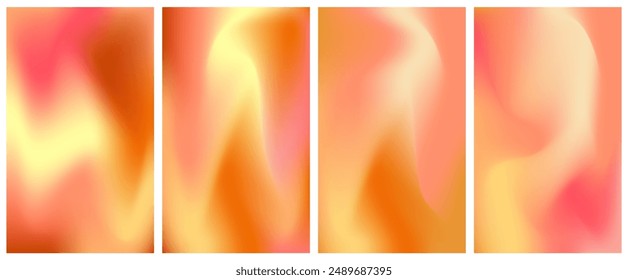 Orange gradation abstract wave blur. Warm gradient with orange, yellow and pink color. Mesh gradient light design. Vector illustration
