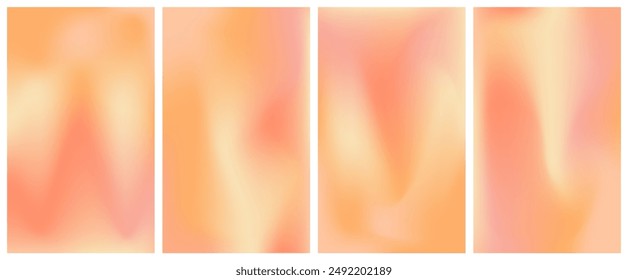 Orange gradation abstract wave blur. Warm gradient with orange, yellow and pink color. Mesh gradient light design. Vector illustration