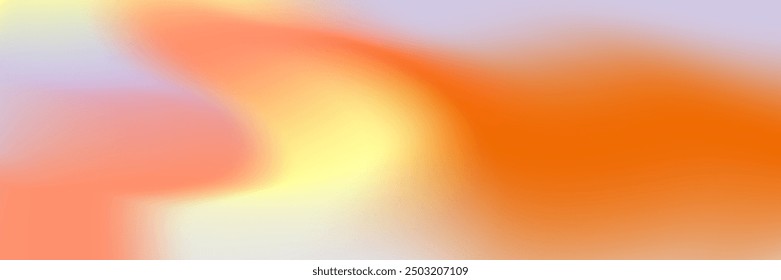Desenfoque de onda abstracto de gradación naranja. Gradiente cálido con color naranja, amarillo y púrpura. Diseño de luz degradada de malla. Ilustración vectorial