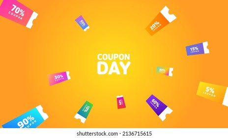 Orange gradation background and coupons of various colors