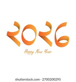 Orange Farbverlauf 2026 Typografie mit Happy New Year Text. Perfekt für festliche Grußkarten, Banner, Poster und digitale Feierlichkeiten.